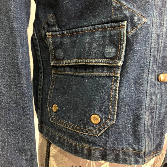 VTG LAUREN JEANS CO Denim Blue Fireman Clasp Jacket Womens SZ XS Coat 90s EUC - Picture 2 of 8